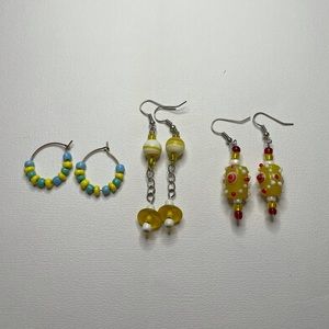 3 Pairs of Miscellaneous Hand-crafted Earrings